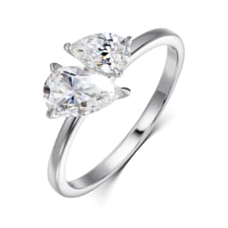 Smyoue Double Pear Cut All Moissanite Wedding Rings for Women Christmas Gift 925 Solid Silver Womans Ring Lab Diamond Jewelry