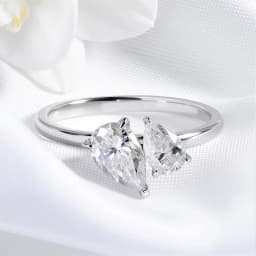 Smyoue Double Pear Cut All Moissanite Wedding Rings for Women Christmas Gift 925 Solid Silver Womans Ring Lab Diamond Jewelry