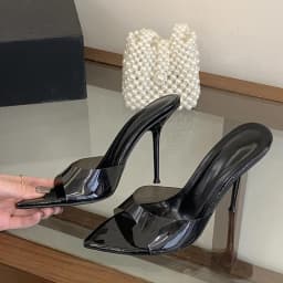Liyke Jelly PVC Transparent Shoes For Women Sexy Pointed Open Toe Shallow Slider Slippers Ladies Sandal High Heels Mules Size 41