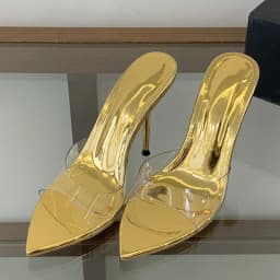 Liyke Jelly PVC Transparent Shoes For Women Sexy Pointed Open Toe Shallow Slider Slippers Ladies Sandal High Heels Mules Size 41