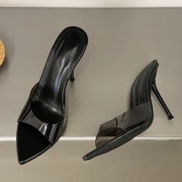 Liyke Jelly PVC Transparent Shoes For Women Sexy Pointed Open Toe Shallow Slider Slippers Ladies Sandal High Heels Mules Size 41