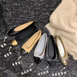 y2k Sheepskin soft flat sole women's shallow mouth round toe French bow versatile color blocked ballet women's shoes