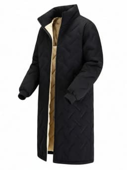 Mid-Length Winter Jacket Man Warm Long Coat Casual Quilted Padded Jackets Solid Color Outdoor Parkas Fleece Lined Thick Outwear