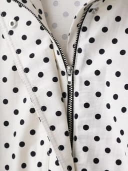 Women's Jackets Spring Autumn Thin Polka Dot Oversized Long Sleeve Outerwear Plus Size Zip Up Crop Coats