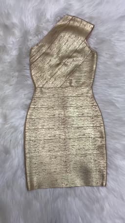 High Quality Celebrity One Shoulder Foiling Gold Print Rayon Bandage Dress Elegant Club Party Dress Vestidos