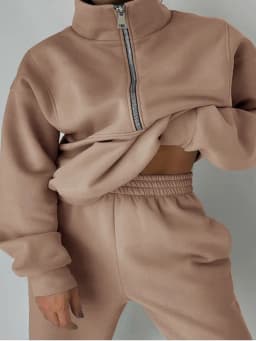 Gray Warm Fleece Suit For Women Winter Thick Velvet Pants Sets Sweatpants Sweatshirt Ladies Warrn Tracksuit Women Two Piece Set