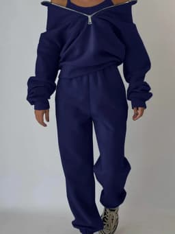 Gray Warm Fleece Suit For Women Winter Thick Velvet Pants Sets Sweatpants Sweatshirt Ladies Warrn Tracksuit Women Two Piece Set