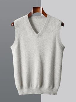 Men Wool V-neck Sweater Vest Pullover Autumn Winter Basic Casual Cashmere 100% Merino Wool Knitted Soft Sleeveless Waistcoat Top