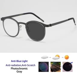 High Quality Pure Titanium Photochromic Anti Blue Light Reading Glasses for Men Woman with Oval Brand Design Presbyopia Glasses