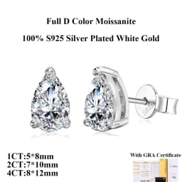 COSYA D Color 1-4CT Pear Cut Moissanite Earrings for Women S925 Silver Plated 18K Gold Waterdrop Diamond Dainty Fine Jewelry