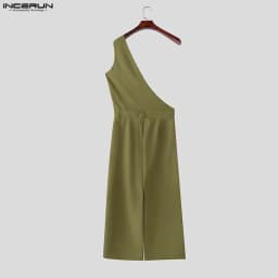 INCERUN Men's Jumpsuits Pants Solid Color Loose Sleeveless Irregular Rompers For Man Streetwear 2026 Fashion Casual Man Overalls