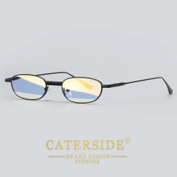 CATERSIDE Men's Hip Hop Sunglasses Premium Metal Small Frame Women's Travel Business Party Holiday Gift Decorative Glasses UV400