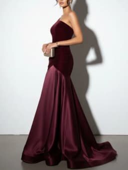 Yeezzi 2026 New Women One-Shoulder Floor-length Formal Evening Gown Elegant Velvet Patchwork Pleated High-low Party Maxi Dresses