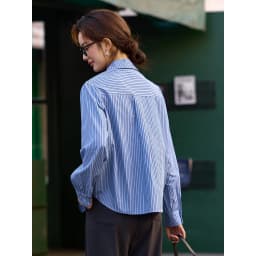 VIMLY Women's Blue Striped Shirt 2026 Spring New Irregular Placket Turn-Down Collar Long Sleeve Top Casual Commute Shirt A3711