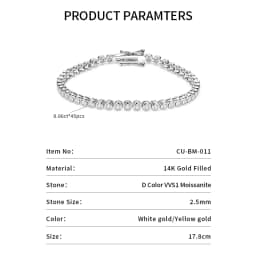 Lnkry Sparkling Round Bezel 2.5mm Moissanite Tennis Bracelet For Women Korean INS 14K Gold Filled Chain Bracelet Jewelry Gifts