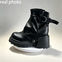 Gothic Chunky Platform Black Ankle Boots Women 2026 Autumn Punk Metal Belt Buckle Thick Bottom Short Boots Woman's Y2K Shoes 43