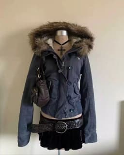 American style removable fur sweater hooded jacket Y2K women's fall and winter new retro casual slim waist waist short jacket