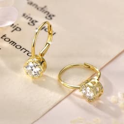 Lnngy Sparkling GRA Certified Moissanite Diamond Earrings For Women 14K Gold Filled 6.5MM Single Stone Hoop Earring Jewelry