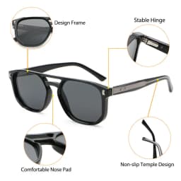 HBK Retro Men's Pilot Sunglasses Flat Top Double Bridge Design Gradient Sunglasses Women's Outdoor Travel Summer Glasses