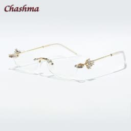 Chashma Prescription Glasses Rimless Optical Myopia Eyewear Student Fashion Stainless Steel Eyeglasses Optical Frames for Women