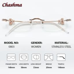Chashma Prescription Glasses Rimless Optical Myopia Eyewear Student Fashion Stainless Steel Eyeglasses Optical Frames for Women