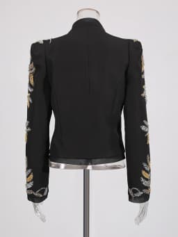 TWOTWINSTYLE Solid Spliced Beading Luxurious Jackets for Women V Neck Long Sleeves Temperament Jacket Female Fashion Clothes New