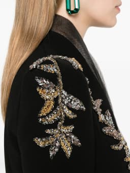 TWOTWINSTYLE Solid Spliced Beading Luxurious Jackets for Women V Neck Long Sleeves Temperament Jacket Female Fashion Clothes New
