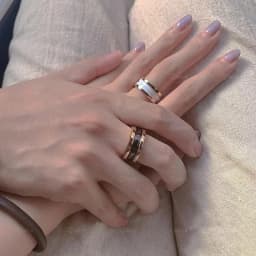 ES Fashion Brand Sterling Silver White Black Ceramic Ring for Women's Couple Temperament Luxury Jewelry Party Banquet Gift