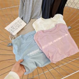 Solid Silk Wool Base Sweater Women's Round Neck Long Sleeved Top T-shirt
