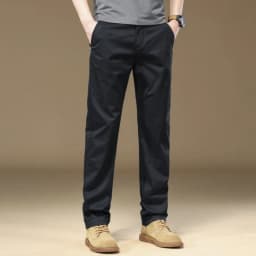 97% Cotton Cargo Style Casual Pants Men's Splicing Straight Fashion Elastic Business Trousers Spring Autumn Male Clothes Pants