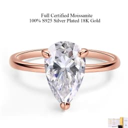 COSYA 1/2/3/4CT Pear Cut Moissanite Ring/Earrings For Women 100% S925 Silver Waterdrop Solitaire Wedding Band Fine Jewelry Gift