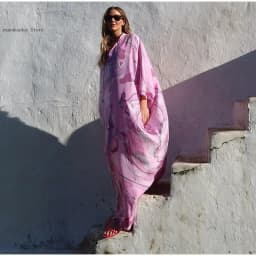 Summer Beach Vacation Outfit Robe Oversized Women's Print Kaftan Maxi Dress with Pattern Loose Fit Full Sleeve Long Dresses