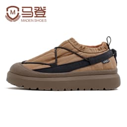 Maden Casual Men's Fleece Lining Snow Low Top Boots Non-Slip Thick Sole Shoes Winter Warm Waterproof Outdoor Camp Hiking Shoes