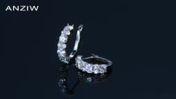 Anziw Sparking VVS1 Moissanite Earrings S925 Silver U Shape Hoop Earrings for Women Hot Sale Wedding Jewelry Certified 2.76CTTW.