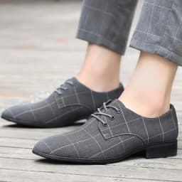 Plaid With Laces Gray Young Students Social Shoe for Men Casual Business Official Black Clothing Office New 39 Dress Shoes Man
