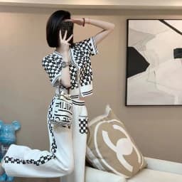 Spring and Summer New Style Casual Age Reducing Wide Leg Pants Two-piece Set Fashionable Retro Top Set for Women