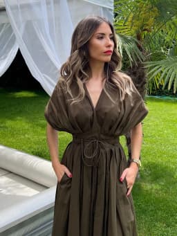 HH Summer Woman Lace Pleated Single-Breasted Design Midi Dress Women V-Neck Short Sleeve Chic Dress Elegant Slim Beach Dress