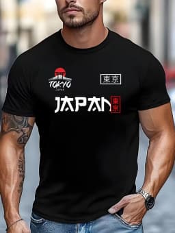 New Summer Men's Japan Tokyo Letter 3D Print T-Shirts Short Sleeves Tee Shirt Oversized Fashion Tops Casual Tees Men's Clothing