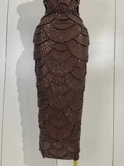 Elegance Pearl Beading Sequins Sleeveless Sexy Strap Bodycon Long Dress Women Celebrate Evening Party Birthday Outfit Vestido