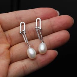 Freshwater Grey Pearl Drop Earrings For Women,Cute 925 Sterling Silver Pearl Earrings Wife Daughter Gift White
