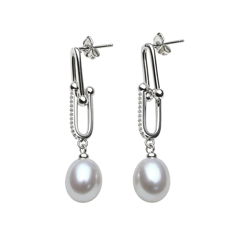 Freshwater Grey Pearl Drop Earrings For Women,Cute 925 Sterling Silver Pearl Earrings Wife Daughter Gift White