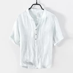 Summer Summer Vintage 100% Linen Short Sleeve T-Shirt for Men Breathable Thin Solid Color Slim Tops BL888
