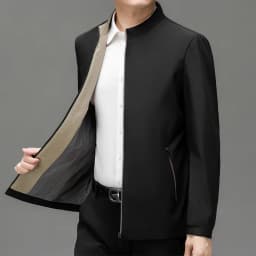 BROWON Brand Mens Daily Jacket Casual Solid Color Stand Collar Work Business Wear-resistant Autumn Jacket for Male Commuting