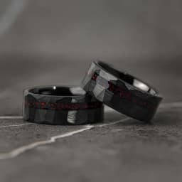 8MM Black Tungsten Carbide Rings for Man Fashion Jewelry Men's Wedding Bands Inlaid Red Opal Engagement Rings Fine Gifts Anillos