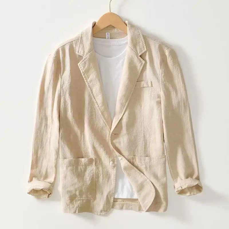 2025 Spring/Summer New Men's 100% Linen Suit Thin, Breathable and Comfortable Business and Leisure Small Suit Coat