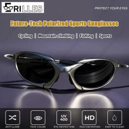 All-Weather Cycling Sunglasses Polarized, Metal Full Frame Unisex Design, Anti-Glare Tech for Coastal Fishing