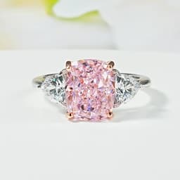 Luxury pink diamond Radian ice cut 925 silver ring set with high carbon diamond temperament versatile ice cut