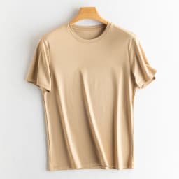 Men's High-end Fabric Silk Mercerized Cotton T-shirt Crew Neck Luxury Tee Short Sleeve Silky Feeling Summer Wear Vacation V-neck