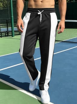 Men's Spring-Summer Comfortable Breathable Sports Long Pants with Patchwork Pattern and Pockets - Fitness and Camping Pants