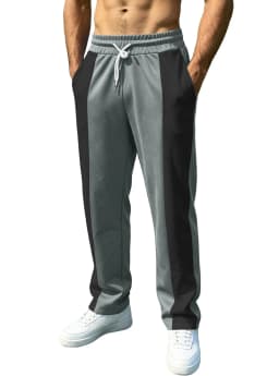 Men's Spring-Summer Comfortable Breathable Sports Long Pants with Patchwork Pattern and Pockets - Fitness and Camping Pants